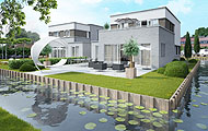 artist impression huis met mooie tuin aan het water